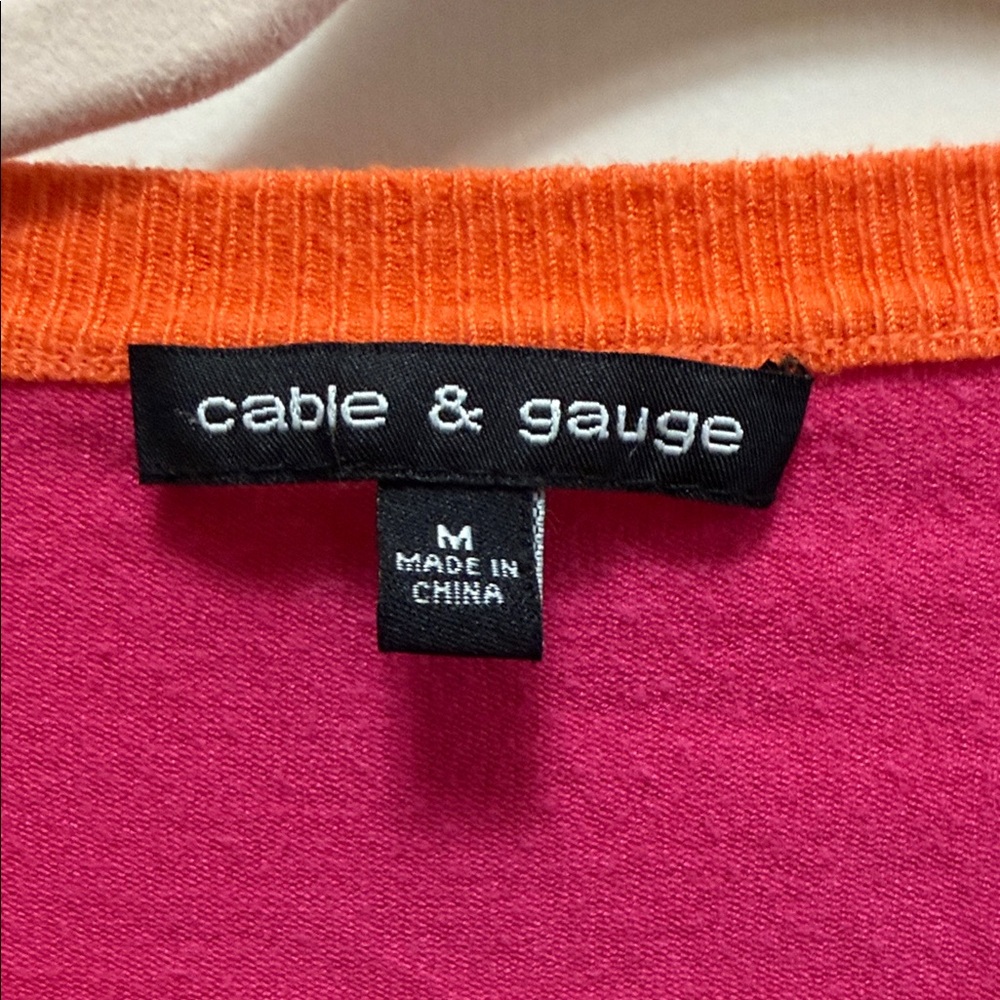 Cable & Gauge Fuchsia and Tangerine Cardigan - Picture 2 of 9